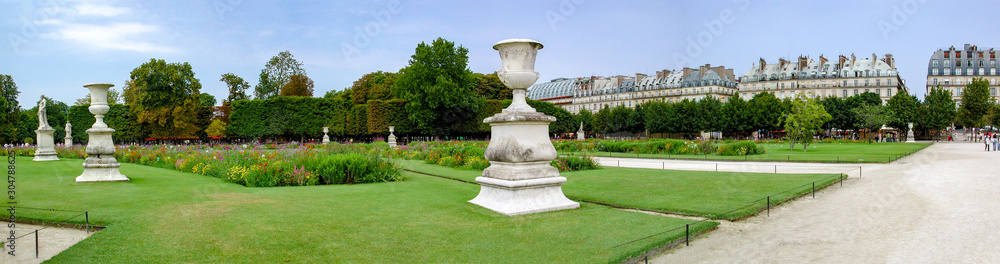Panoramic view of the Tuileries Garden in Paris 