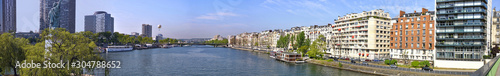  Panoramic view of La Seine river seen from Swan Island in Paris