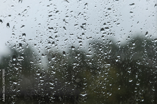 Drops of water on a reflective surface