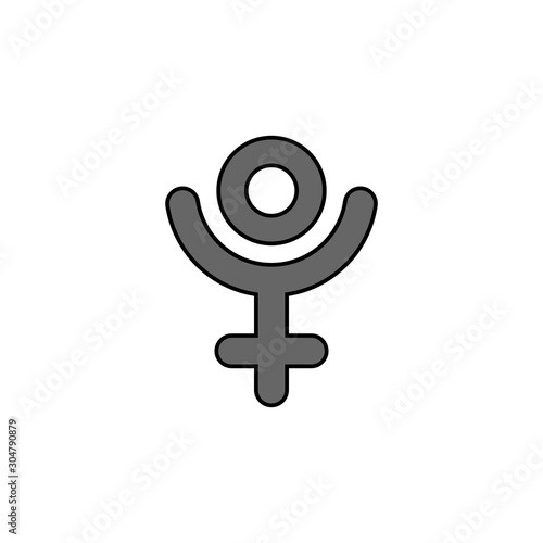 Symbol of the planet Pluto, icon. Vector illustration.