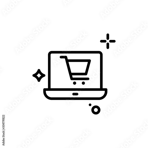 Online Shopping Vector Line Icon