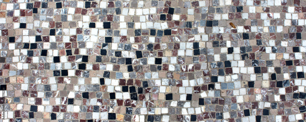 Mosaic of black and white tiles Mosaic of black and white tiles