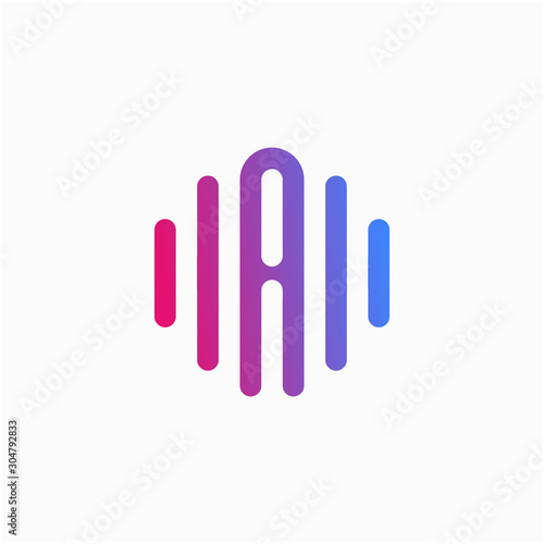 initial letter A abstract for information technology and digital. minimalist sound music equalizer, Bass, DJ icon. audio logotype Unique and simple element. - vector