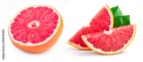Grapefruit half isolated on white background close up
