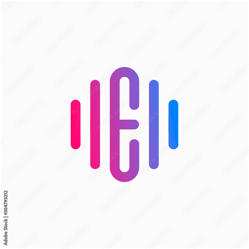 initial letter E abstract for information technology and digital. minimalist sound music equalizer, Bass, DJ icon. audio logotype Unique and simple element. - vector initial letter E abstract for information technology and digital. minimalist sound music equalizer, Bass, DJ icon. audio logotype Unique and simple element. - vector