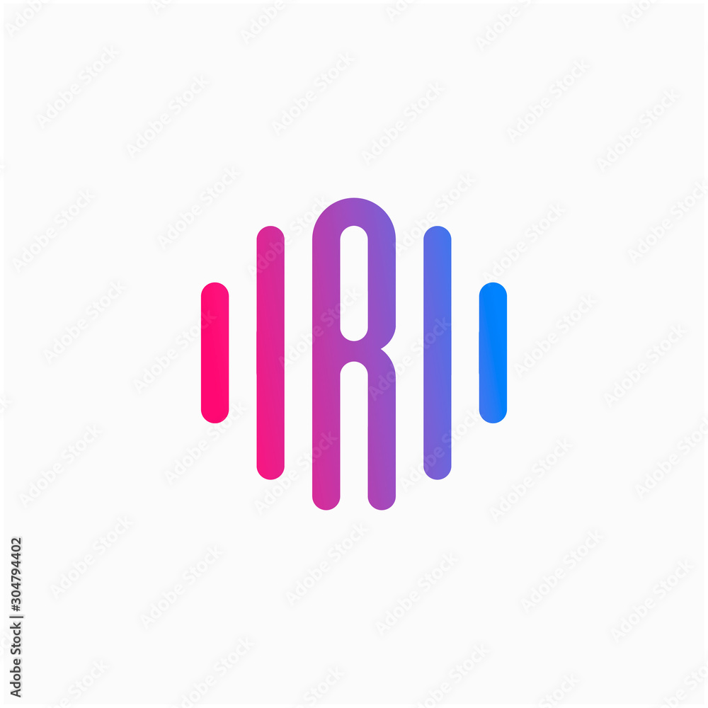 initial letter R abstract for information technology and digital. minimalist sound music equalizer, Bass, DJ icon. audio logotype Unique and simple element. - vector initial letter R abstract for information technology and digital. minimalist sound music equalizer, Bass, DJ icon. audio logotype Unique and simple element. - vector