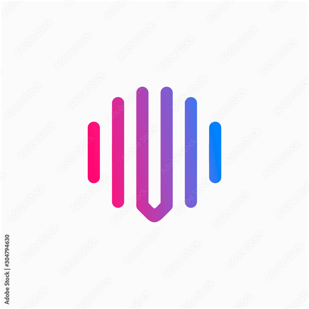 initial letter V abstract for information technology and digital. minimalist sound music equalizer, Bass, DJ icon. audio logotype Unique and simple element. - vector initial letter V abstract for information technology and digital. minimalist sound music equalizer, Bass, DJ icon. audio logotype Unique and simple element. - vector