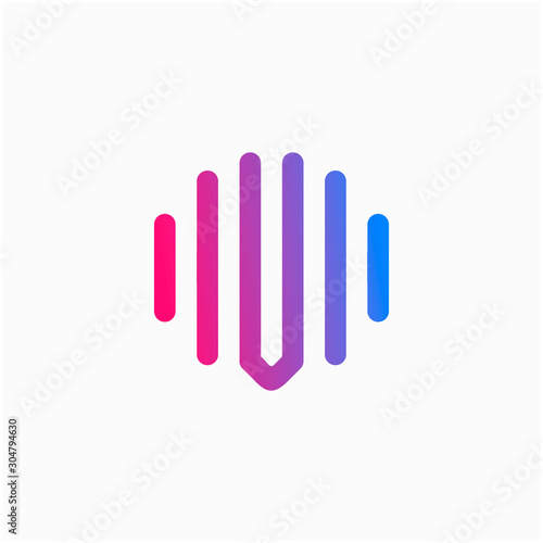 initial letter V abstract for information technology and digital. minimalist sound music equalizer, Bass, DJ icon. audio logotype Unique and simple element. - vector