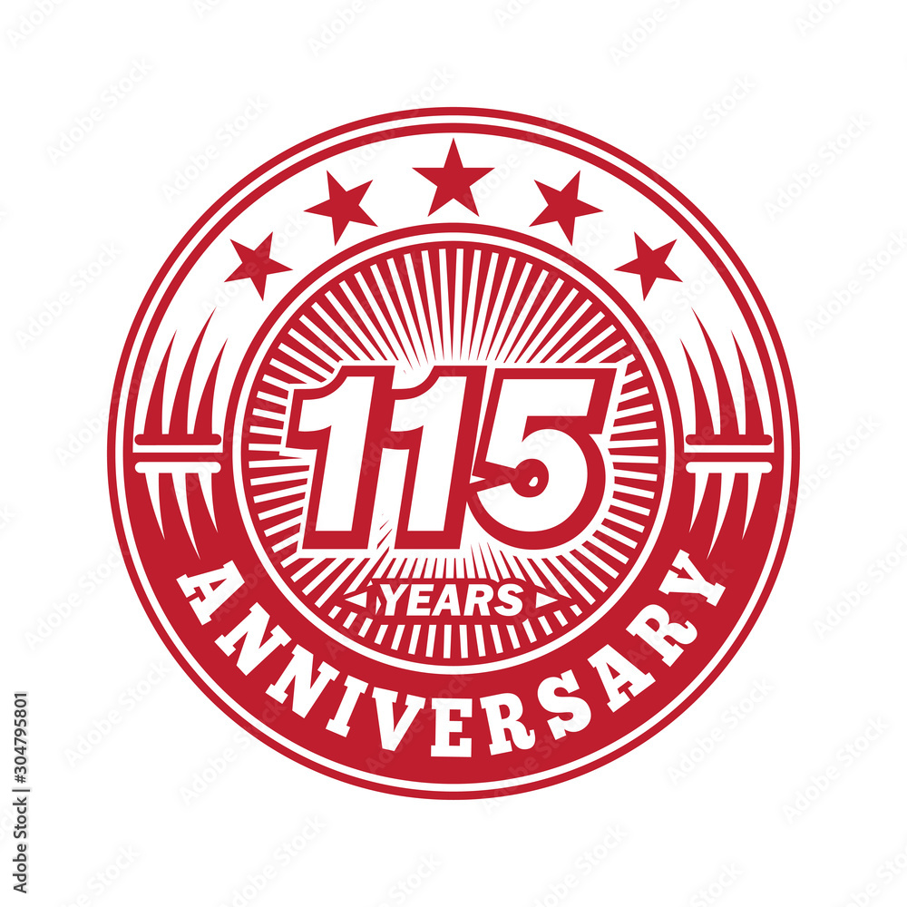 115 years logo. One hundred and fifteen years anniversary celebration logo design. Vector and illustration.
