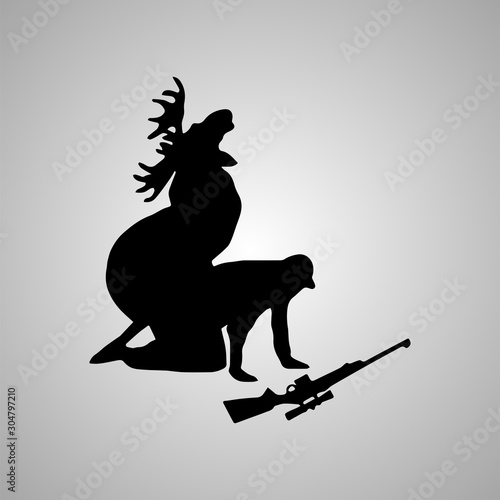 Hunter fucked deer icon. Vector