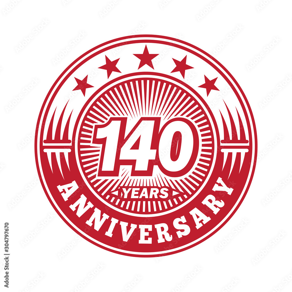 140 years logo. One hundred and forty years anniversary celebration logo design. Vector and illustration.
