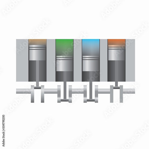 4 cylinder engine combustion chamber illustration vector