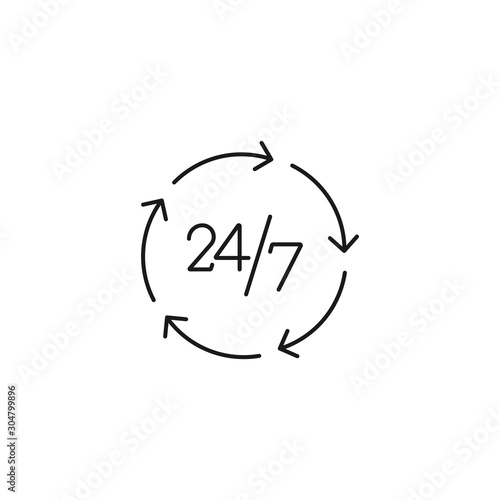 24/7 hour, round the clock - minimal line web icon. simple vector illustration. concept for infographic, website or app.