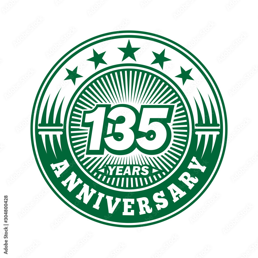 135 years logo. One hundred and thirty-five years anniversary celebration logo design. Vector and illustration. 135 years logo. One hundred and thirty-five years anniversary celebration logo design. Vector and illustration.