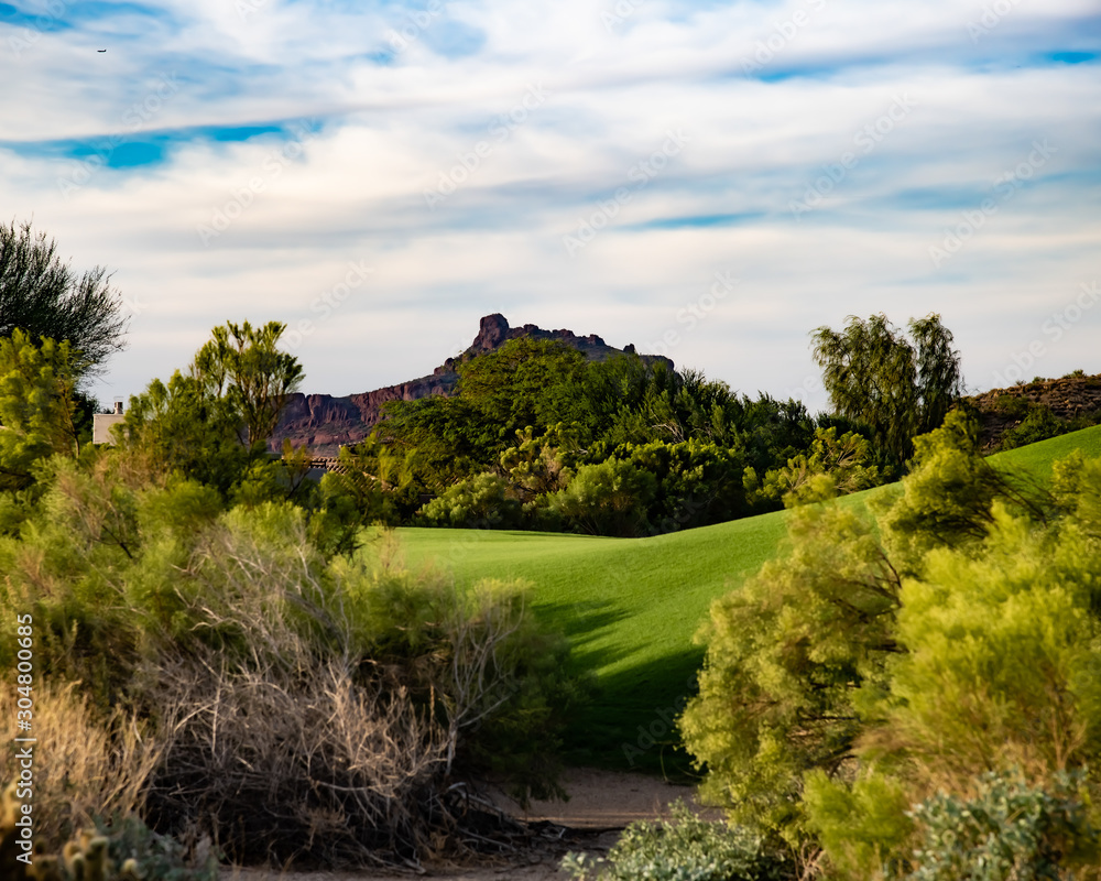 fall overseeing a golf course in Arizona