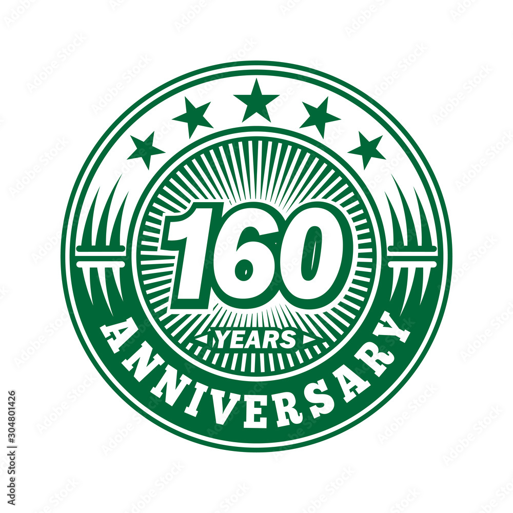 160 years logo. One hundred and sixty years anniversary celebration logo design. Vector and illustration.