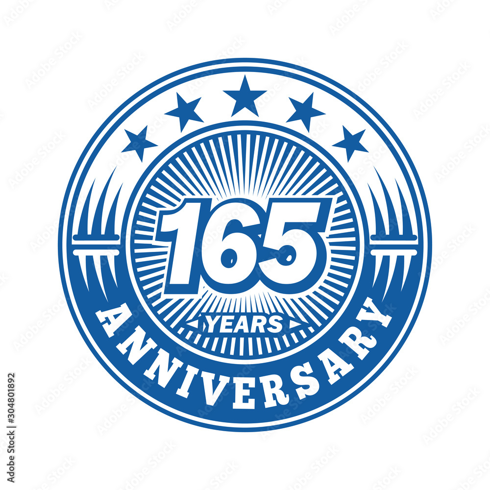 165 years logo. One hundred and sixty-five years anniversary celebration logo design. Vector and illustration.