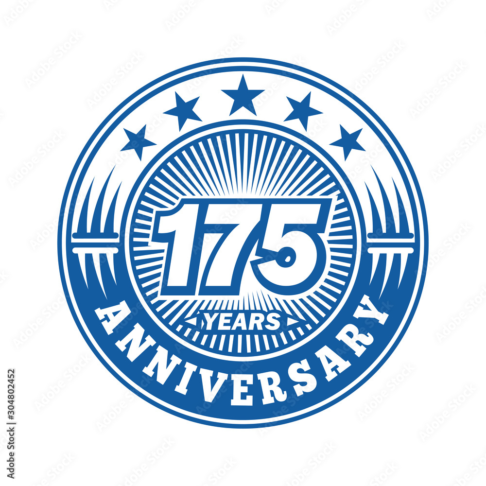 175 years logo. One hundred and seventy-five years anniversary celebration logo design. Vector and illustration.