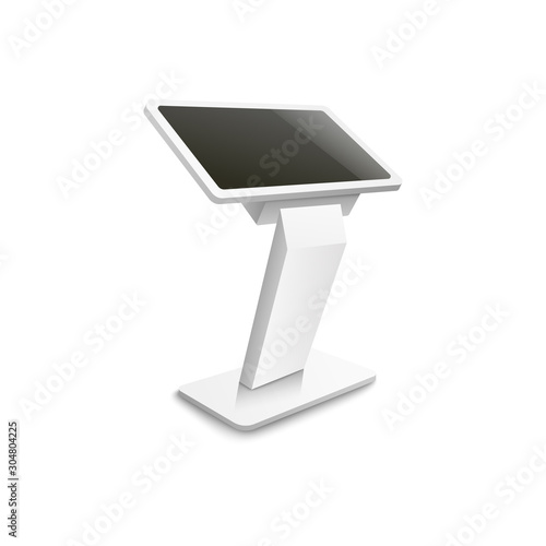 Advertising terminal stand 3d realistic vector mockup illustration isolated.