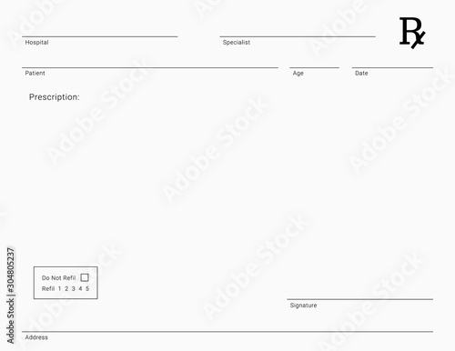 Doctor's Rx pad template. Blank medical prescription form