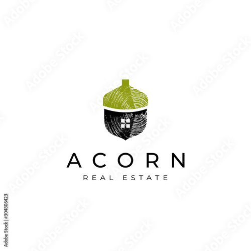 Acorn real estate logo, acorn home icon vector, oak home logo vector