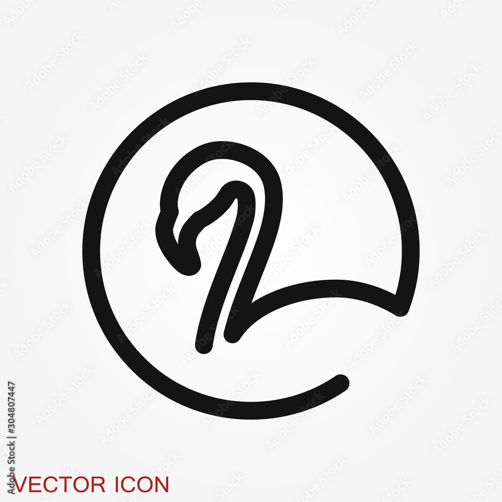 Obraz premium Flamingo icon, minimalistic vector illustration, symbol of bird