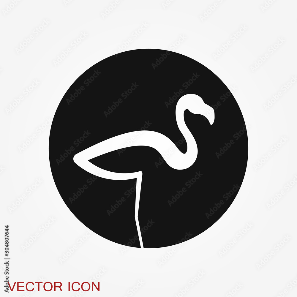 Flamingo icon, minimalistic vector illustration, symbol of bird Flamingo icon, minimalistic vector illustration, symbol of bird