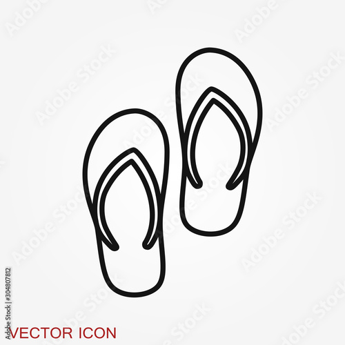 Flip flops icon isolated on background, vector symbol