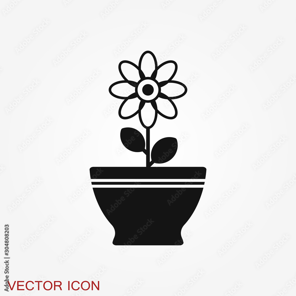 Flowerpot icon, vectorized plants in a pot, flower symbol Flowerpot icon, vectorized plants in a pot, flower symbol