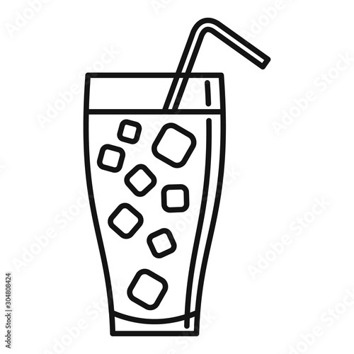 Ice soda cocktail icon. Outline ice soda cocktail vector icon for web design isolated on white background