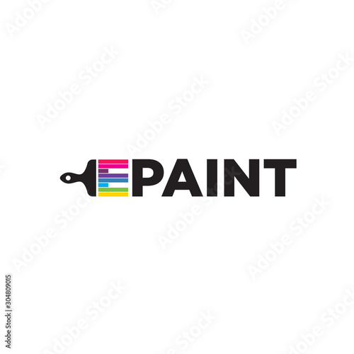 painting typography logo vector, Colorful letter E painting logo vector