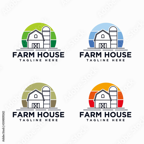 farm house logo design inspiration set - vector