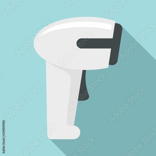 Laser barcode scanner icon. Flat illustration of laser barcode scanner vector icon for web design
