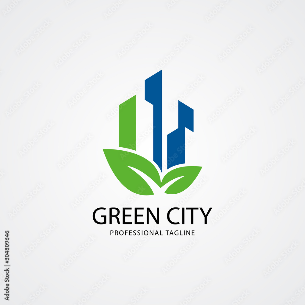 Green city logo template vector