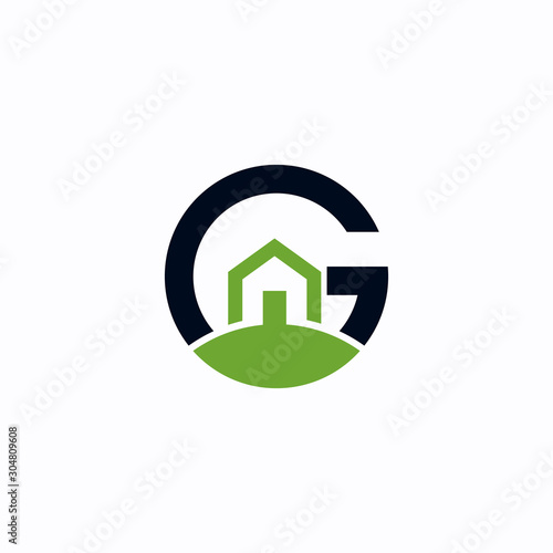 Green home letter G Logo design inspiration - vector