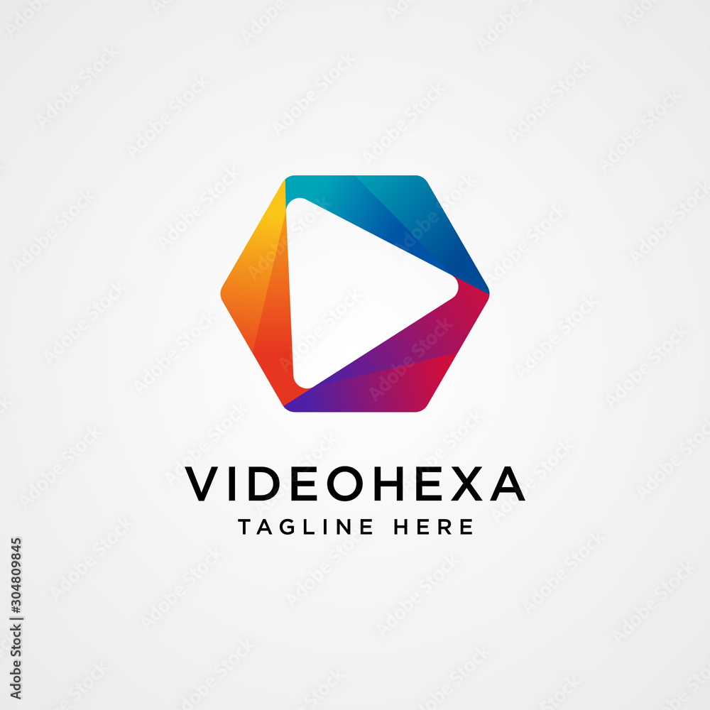 Hexagonal video logo template Hexagonal video logo template