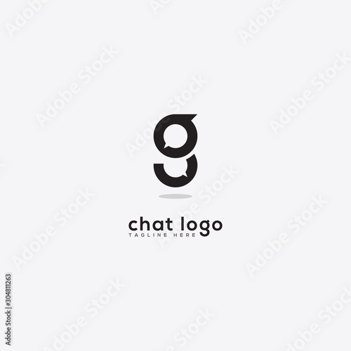 Letter G chat logo vector, talking lettering icon, letter G speak logo