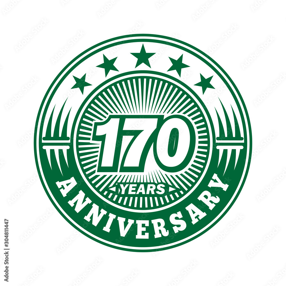 170 years logo. One hundred and seventy years anniversary celebration logo design. Vector and illustration.