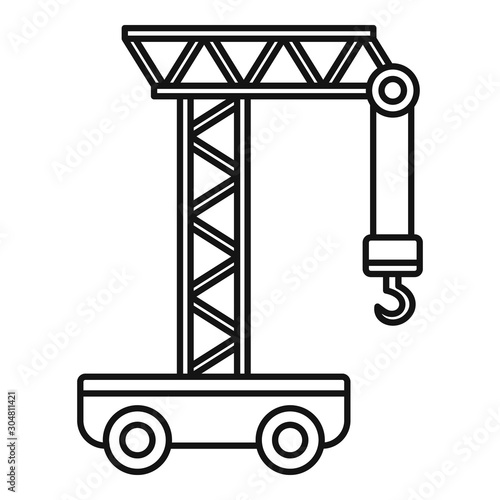 Wheel crane icon. Outline wheel crane vector icon for web design isolated on white background