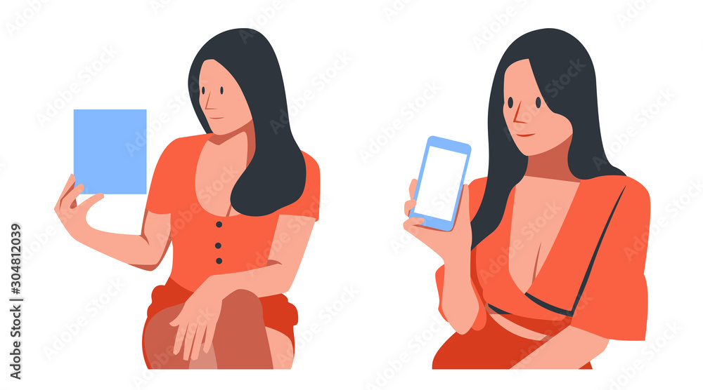 illustration of product promotion women. set for product marketing templates. pretty handphone promotion. illustration illustration of product promotion women. set for product marketing templates. pretty handphone promotion. illustration