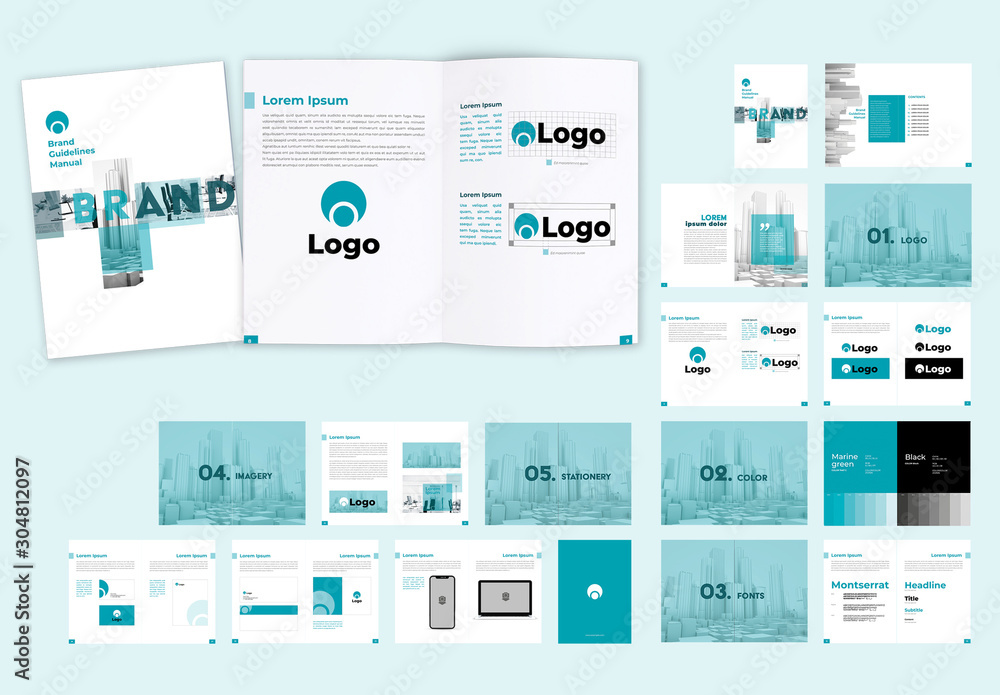 Teal and White Style Guide Layout Stock Template