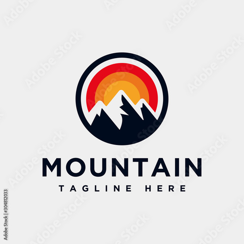 Mountain logo design inspiration, Mountain illustration, outdoor adventure . Vector graphic print for t shirt and other uses. - Vector