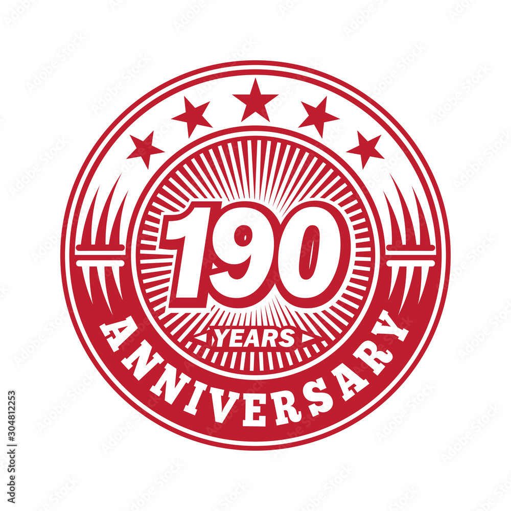 190 years logo. One hundred and ninety years anniversary celebration logo design. Vector and illustration.