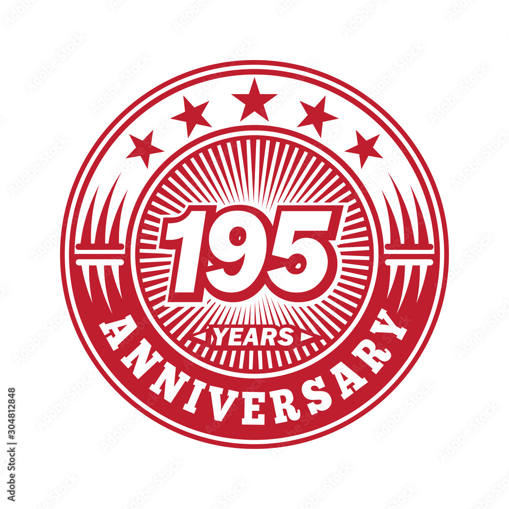195 years logo. One hundred and ninety-five years anniversary celebration logo design. Vector and illustration.