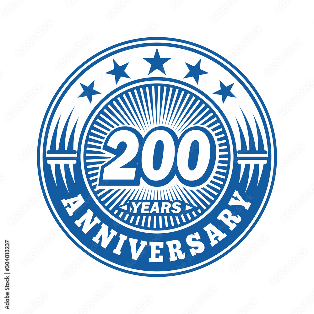 200 years logo. Two hundred years anniversary celebration logo design. Vector and illustration.