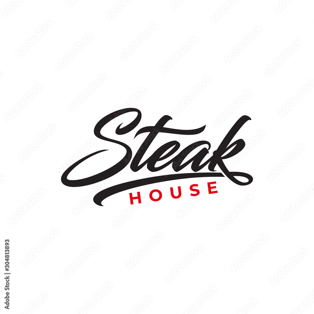 Lettering steak house restaurant logo vector, Steak house text slogan print with grunge texture for t shirt and other us. lettering slogan graphic vector illustration Lettering steak house restaurant logo vector, Steak house text slogan print with grunge texture for t shirt and other us. lettering slogan graphic vector illustration