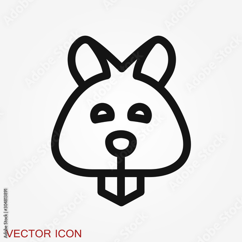 Hamster icon in flat style on background, animal symbol photo