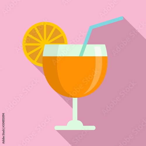 Fruit cocktail icon. Flat illustration of fruit cocktail vector icon for web design