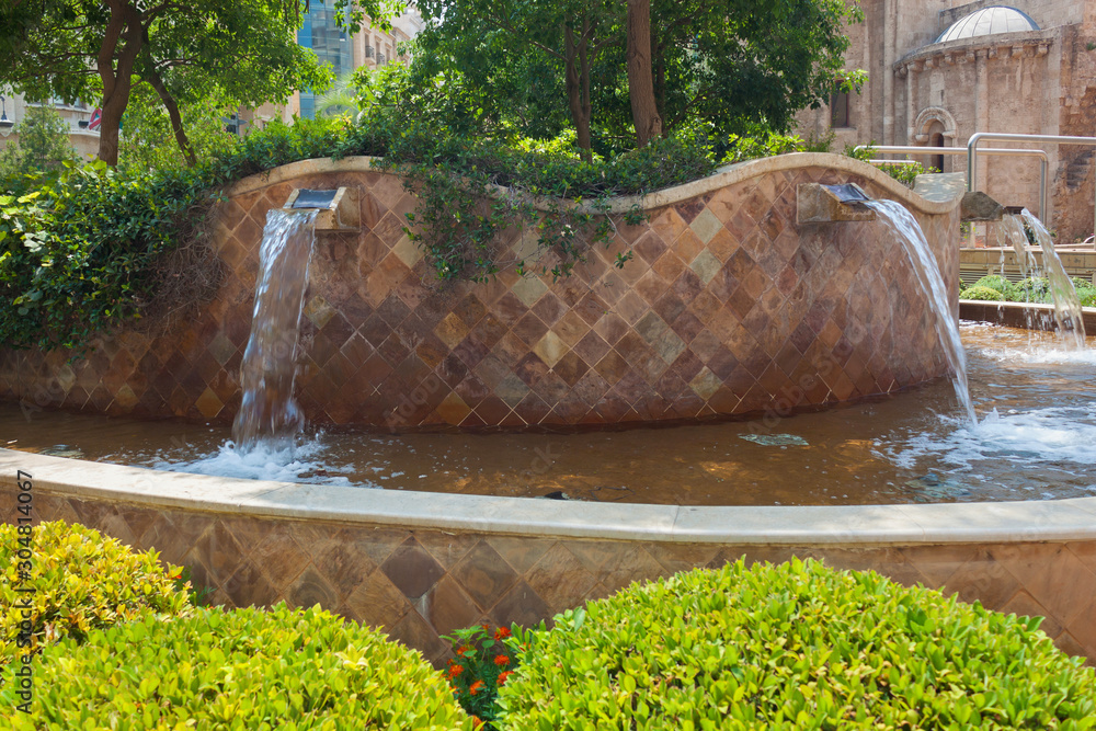 Fountain in Beirut Central District (Centre Ville) at summer sunny day. Lebanon. Fountain in Beirut Central District (Centre Ville) at summer sunny day. Lebanon.