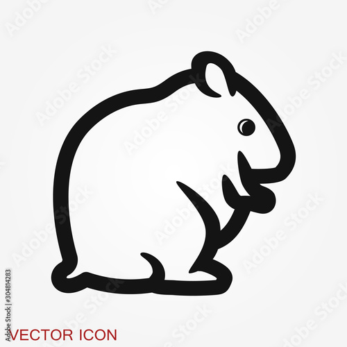 Hamster icon in flat style on background, animal symbol